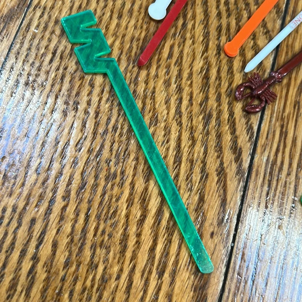 Vintage set of plastic, acrylic swizzle sticks. Hotels, casinos airlines.